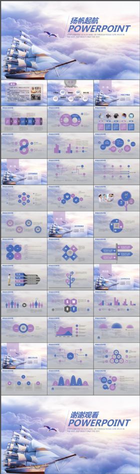 扬帆起航商务汇报年终总结大气高端动态PPT模板