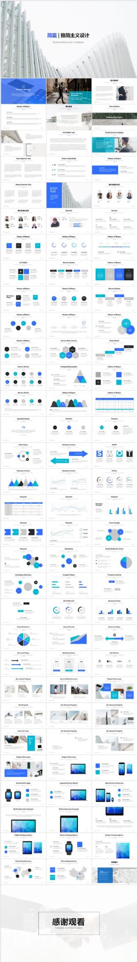 2018极简主义风格蓝色主题公司简介策划工作计划总结商务通用PPT模板