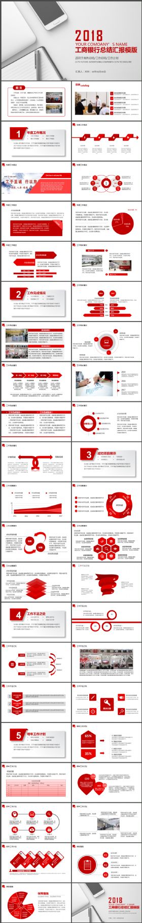 中国工商银行工作汇报年终销售总结PPT通用模板