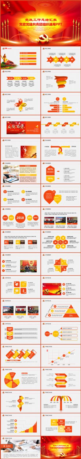 党政党建政府机关共青团团委工作总结汇报通用PPT模板