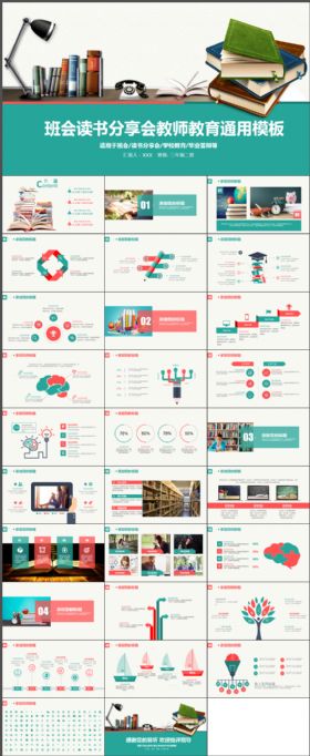 读书主题班会读书分享会教师教育通用动态PPT模板