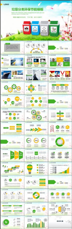 卡通环保局垃圾分类绿色低碳保护环境动态PPT模板