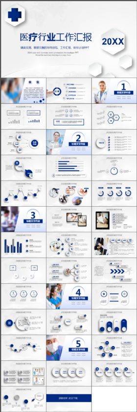 蓝色大气医疗医药行业工作汇报通用动态PPT模板