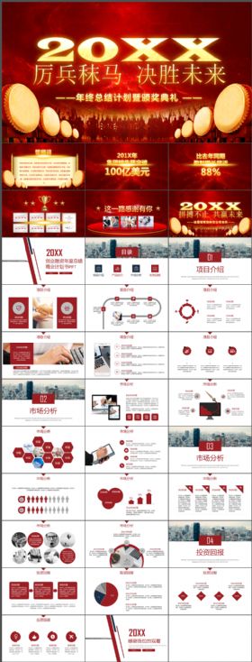 红色大气年终总结创业融资商业计划书动态PPT模板